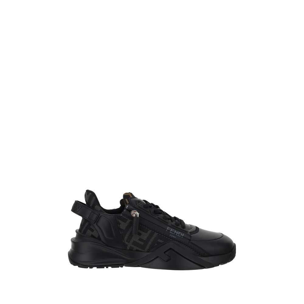 Fendi Schwarze Kalbsleder Bos Taurus Sneaker
