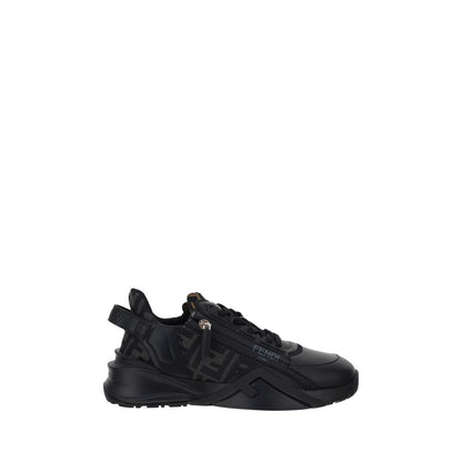 Fendi Schwarze Kalbsleder Bos Taurus Sneaker