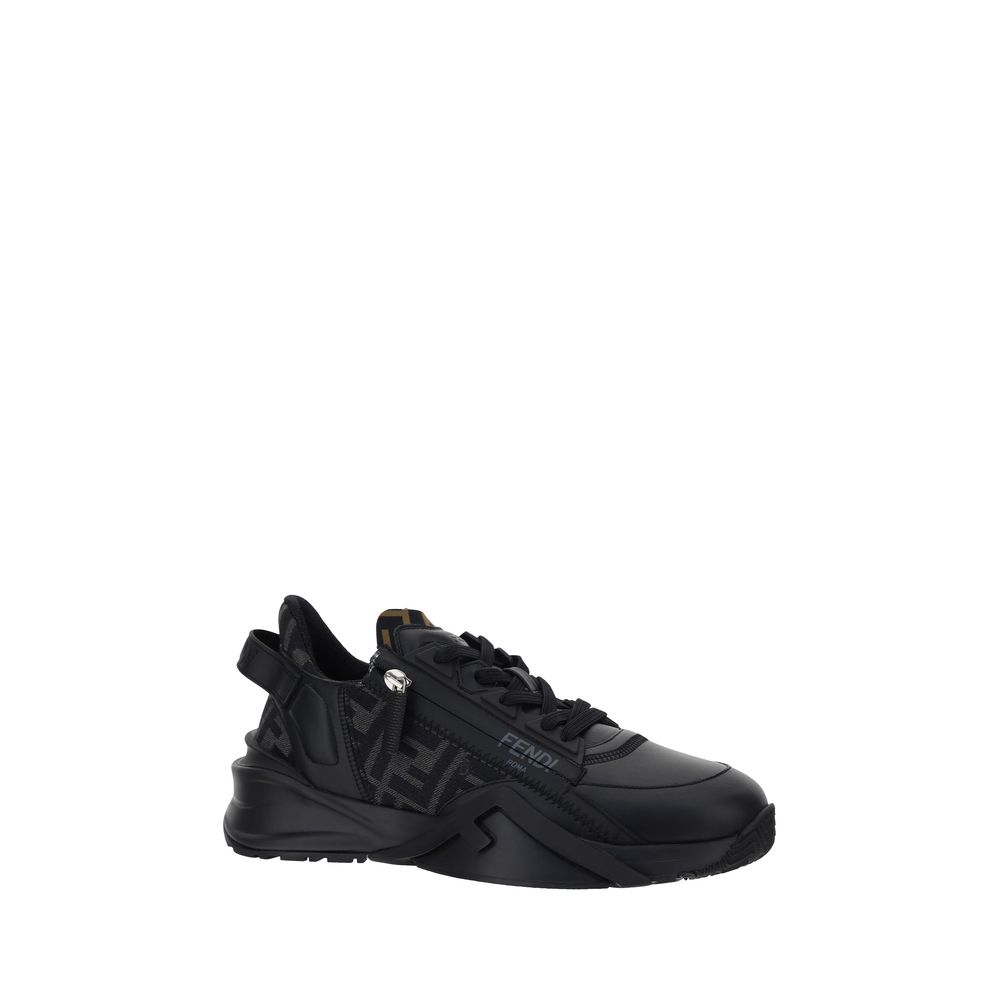 Fendi Schwarze Kalbsleder Bos Taurus Sneaker