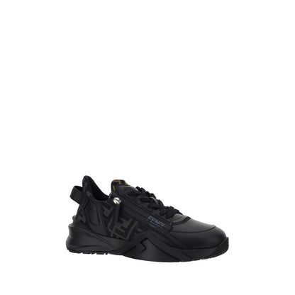 Fendi Schwarze Kalbsleder Bos Taurus Sneaker