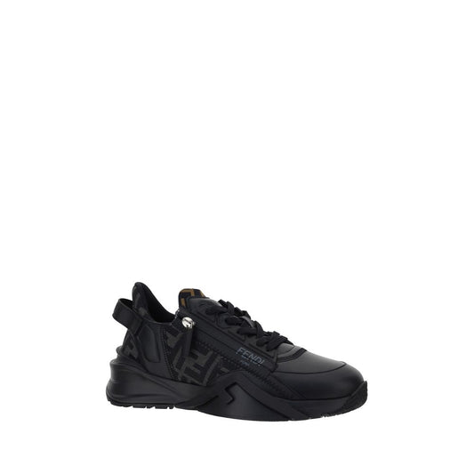 Fendi Schwarze Kalbsleder Bos Taurus Sneaker