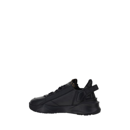 Fendi Schwarze Kalbsleder Bos Taurus Sneaker