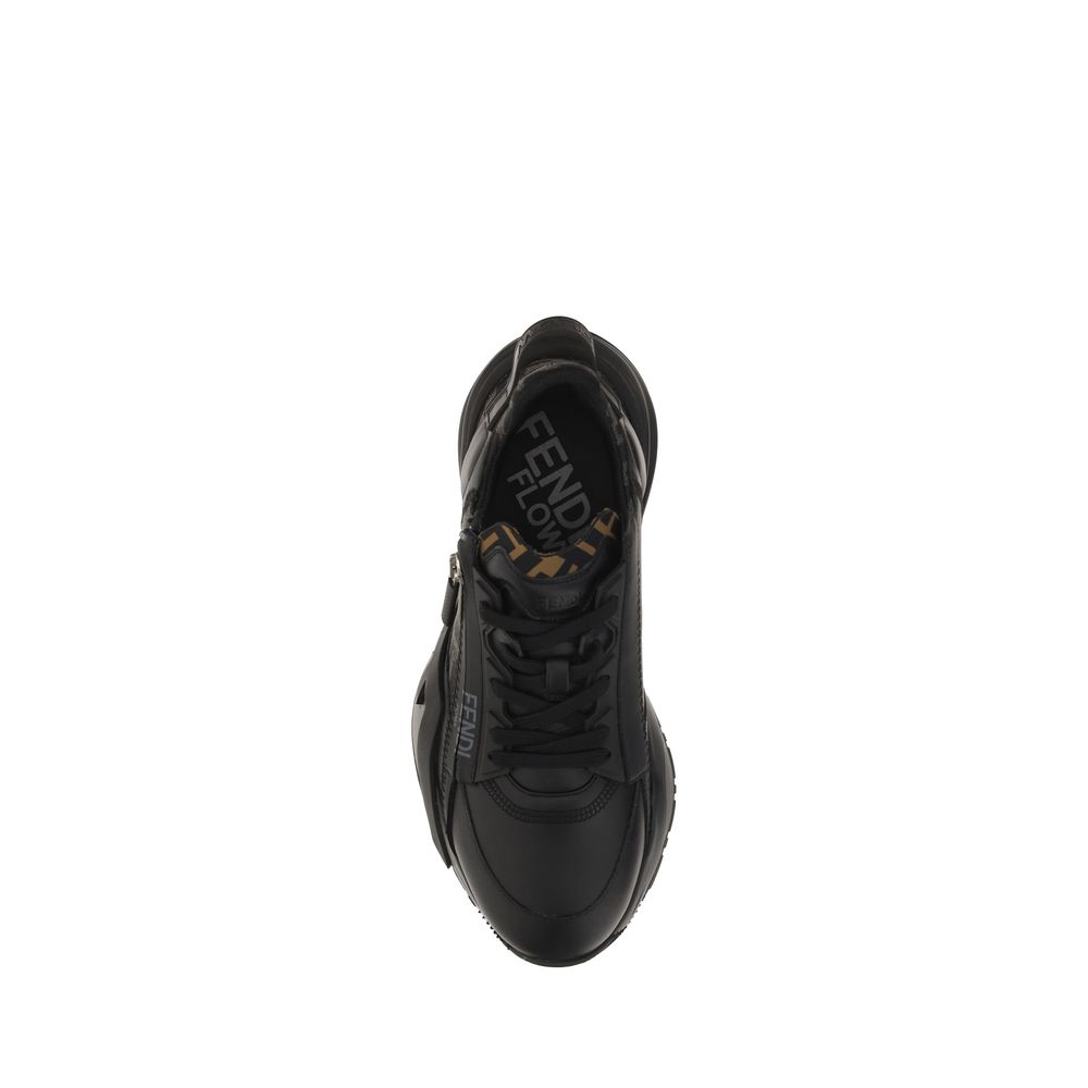 Fendi Schwarze Kalbsleder Bos Taurus Sneaker