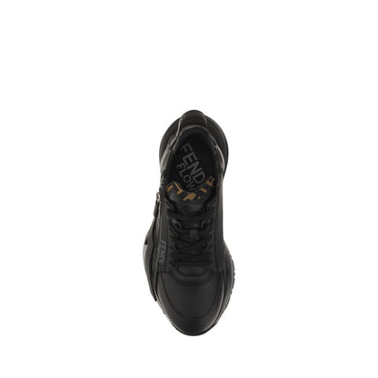 Fendi Schwarze Kalbsleder Bos Taurus Sneaker