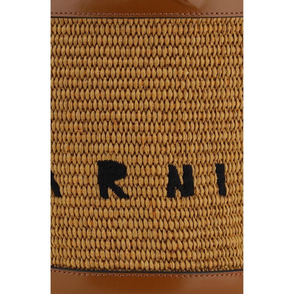 Marni Braune Baumwoll-Henkeltasche