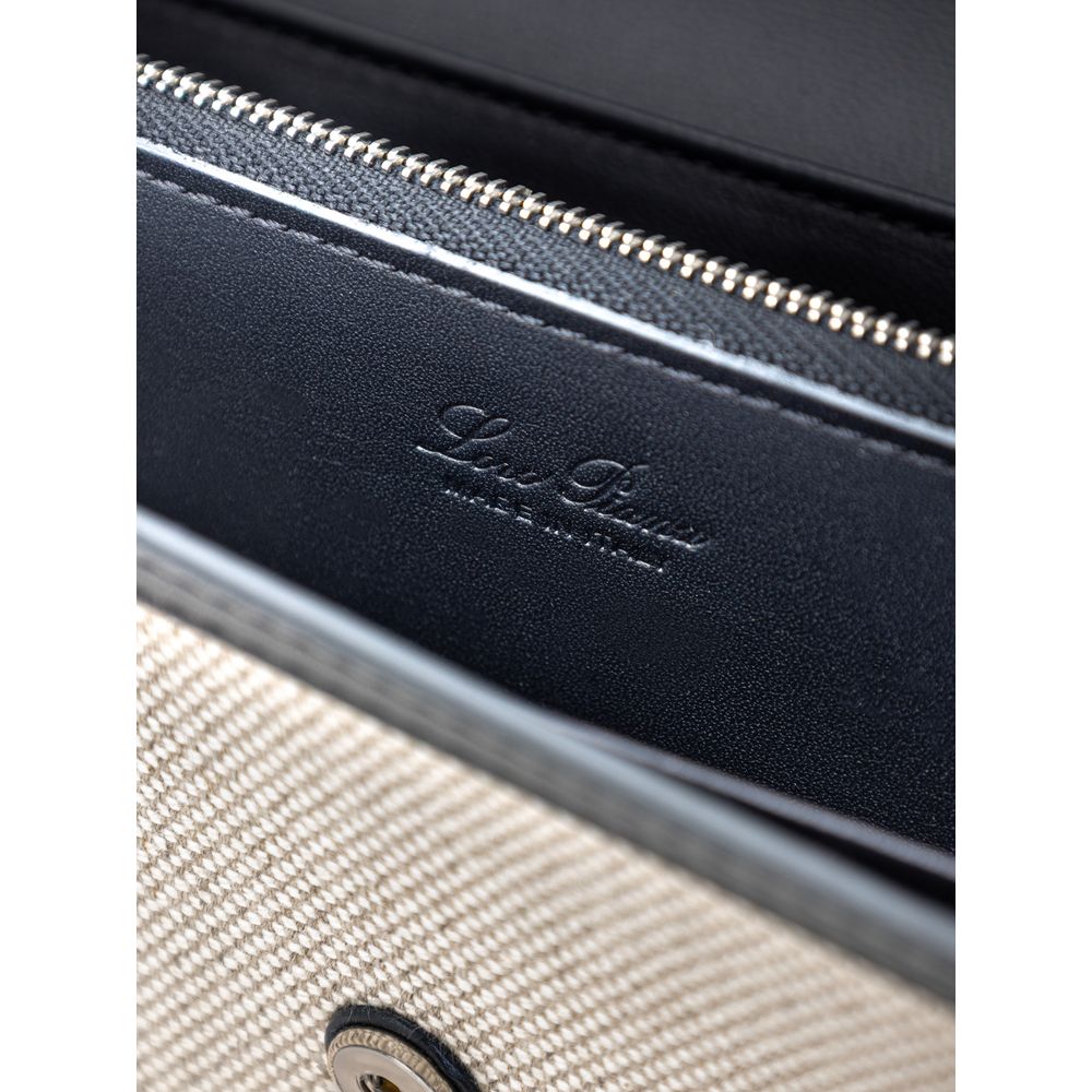 Loro Piana Beige Stoff- und Ledergeldbörse