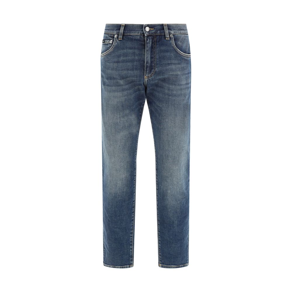 Dolce & Gabbana Blue Elastane Straight-Leg Jeans
