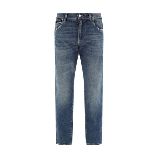 Dolce & Gabbana Blue Elastane Straight-Leg Jeans