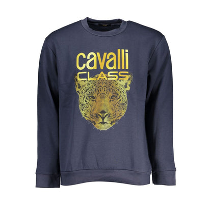 Cavalli Class Blauer Baumwollpullover für Herren