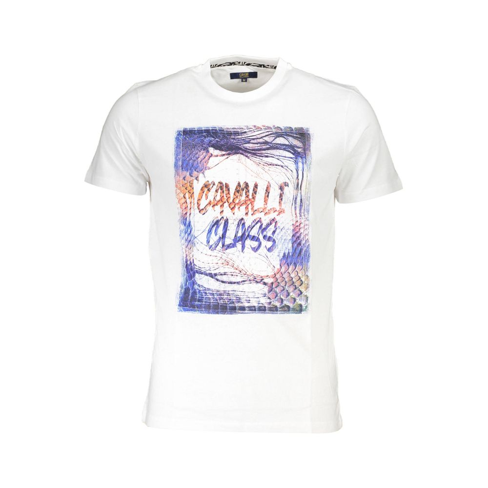 Cavalli Class Weißes Herren-T-Shirt aus Baumwolle