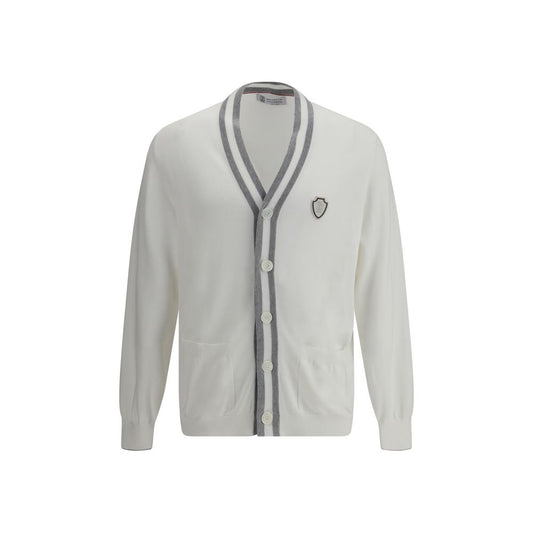 Brunello Cucinelli White Cotton Cardigan