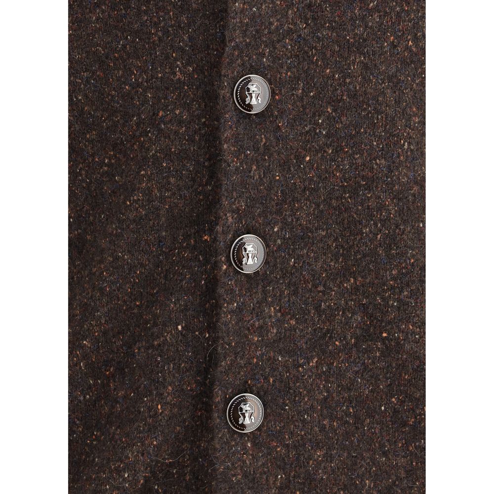 Brunello Cucinelli braune Alpaka-Vicugna-Paco-Strickjacke