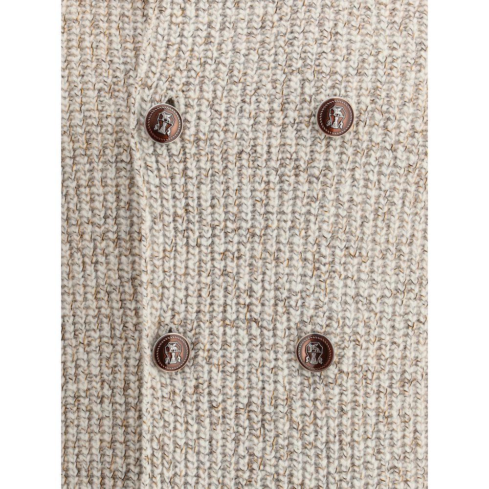 Brunello Cucinelli Beiger Wollmantel aus Fleece