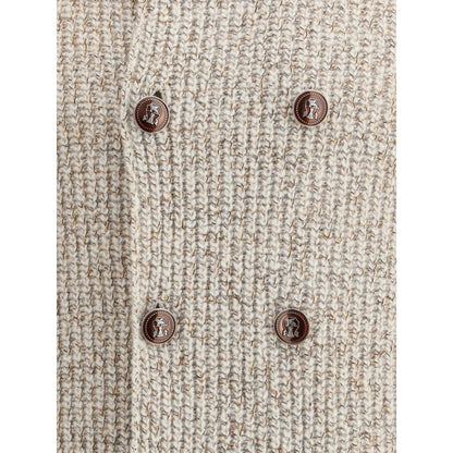 Brunello Cucinelli Beiger Wollmantel aus Fleece