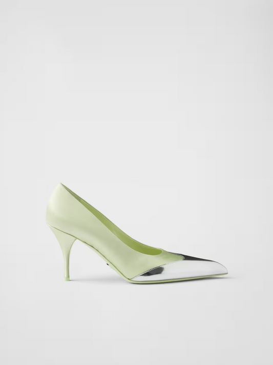 Prada Pumps aus Satin und Metallic-Leder
