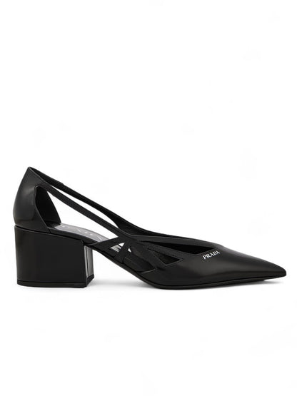 Prada Schwarze Leder-Pumps mit Cut-Outs 55