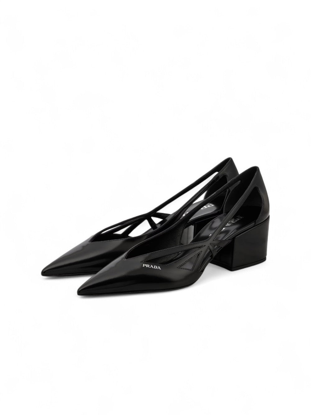 Prada Schwarze Leder-Pumps mit Cut-Outs 55