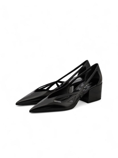 Prada Schwarze Leder-Pumps mit Cut-Outs 55