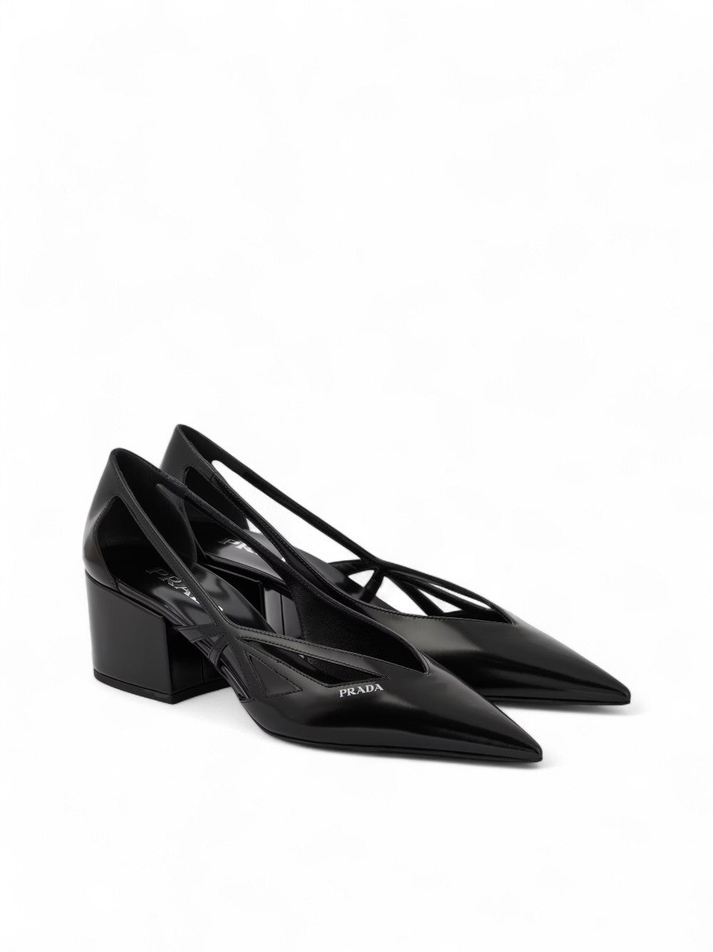 Prada Schwarze Leder-Pumps mit Cut-Outs 55