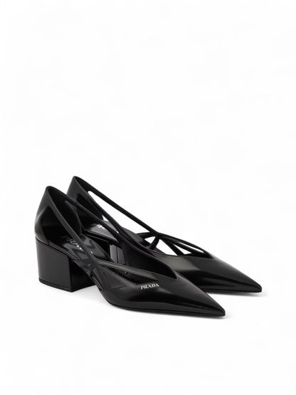 Prada Schwarze Leder-Pumps mit Cut-Outs 55