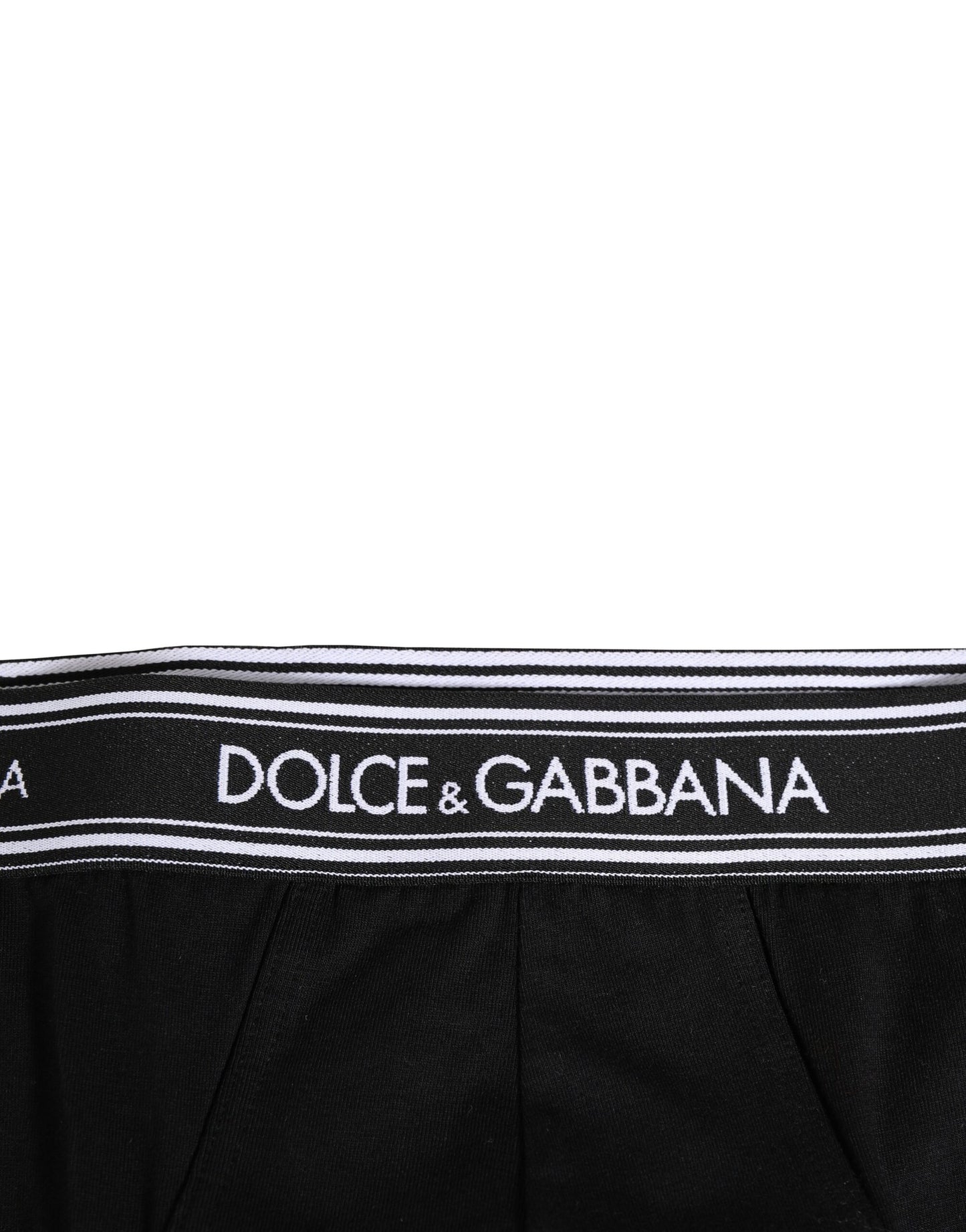 Dolce &amp; Gabbana – Slip mit Logo-Print aus schwarzer Stretch-Baumwolle