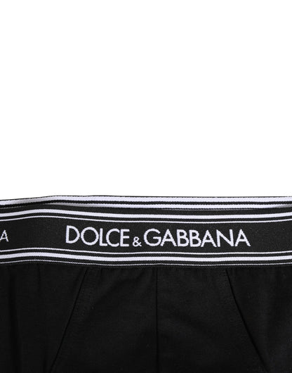 Dolce &amp; Gabbana – Slip mit Logo-Print aus schwarzer Stretch-Baumwolle