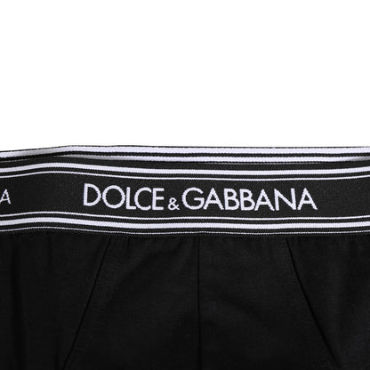 Dolce &amp; Gabbana – Slip mit Logo-Print aus schwarzer Stretch-Baumwolle