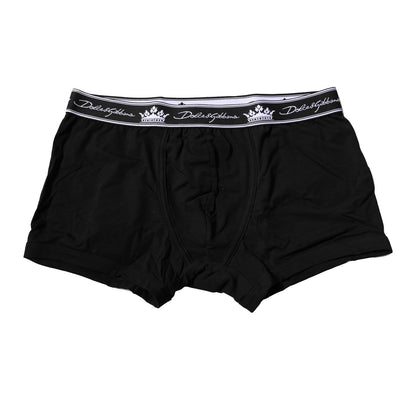 Dolce &amp; Gabbana – Schwarze Boxershorts aus Baumwollstretch in regulärer Passform
