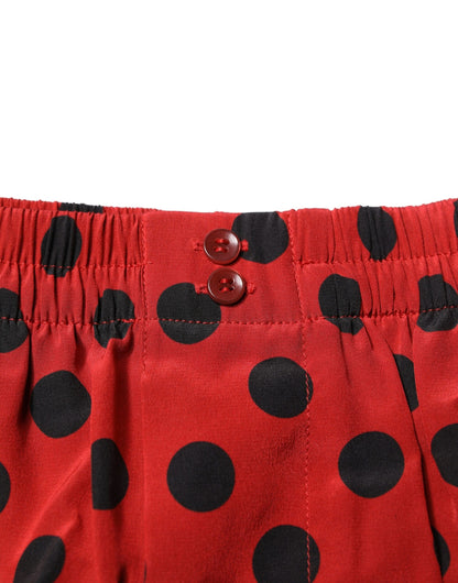 Dolce &amp; Gabbana – Boxershorts aus roter Seide mit Punkten