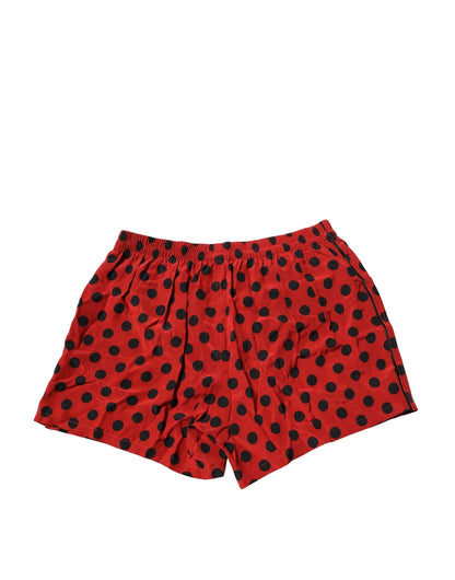 Dolce &amp; Gabbana – Boxershorts aus roter Seide mit Punkten