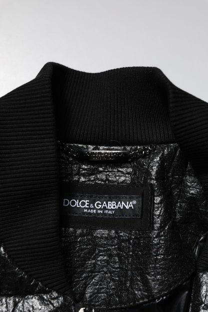 Dolce &amp; Gabbana – Bomberjacke mit durchgehendem Reißverschluss und schwarzem Logo-Schild
