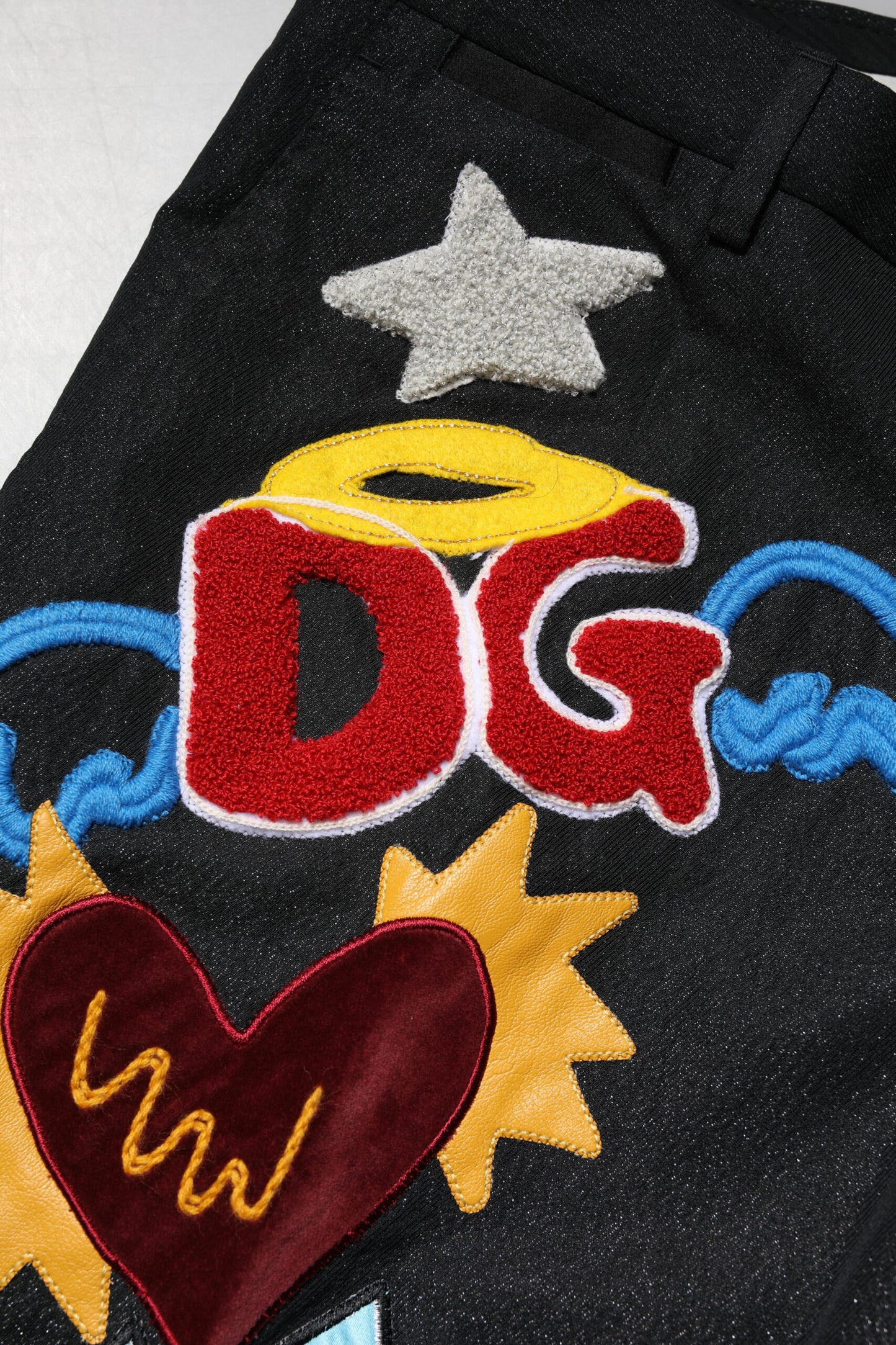 Dolce &amp; Gabbana Schwarze grafische Stickerei Herrenhose