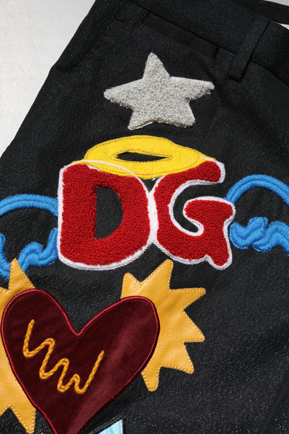 Dolce &amp; Gabbana Schwarze grafische Stickerei Herrenhose