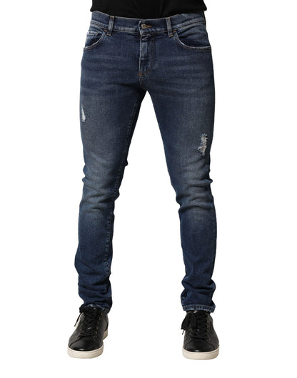 Dolce &amp; Gabbana – Blau verwaschene Skinny-Jeans aus Baumwolldenim