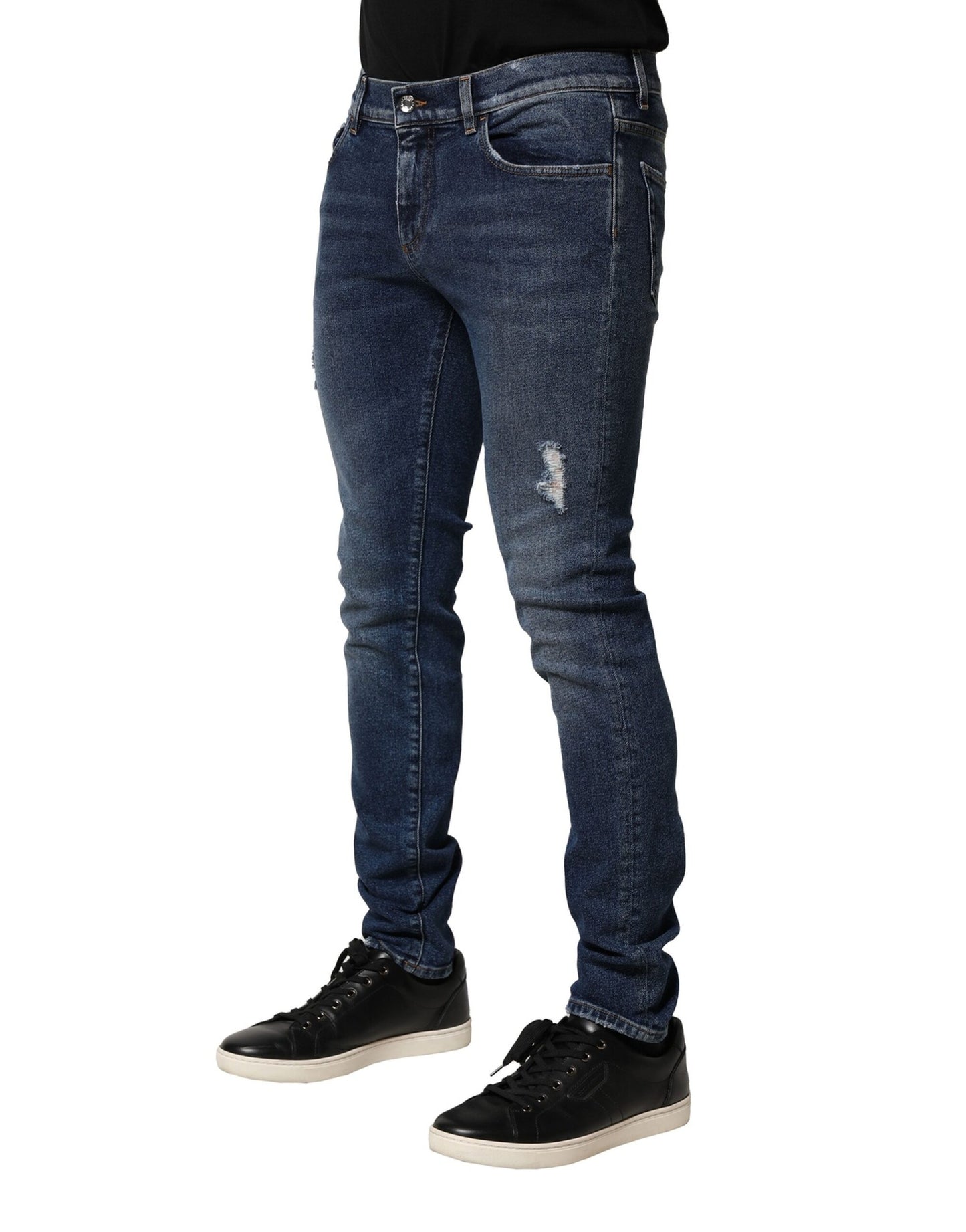 Dolce &amp; Gabbana – Blau verwaschene Skinny-Jeans aus Baumwolldenim