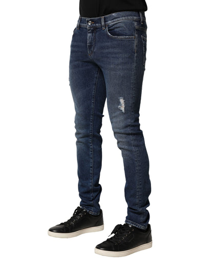 Dolce &amp; Gabbana – Blau verwaschene Skinny-Jeans aus Baumwolldenim