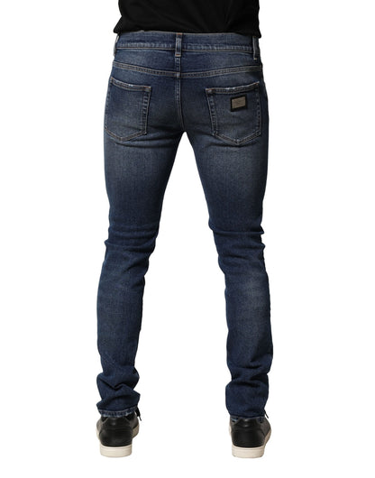 Dolce &amp; Gabbana – Blau verwaschene Skinny-Jeans aus Baumwolldenim
