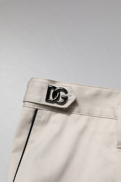 Dolce & Gabbana White Cotton Dress Slim Formal Pants