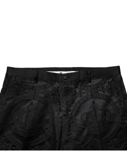 Dolce & Gabbana Black Cotton DG Crown Dress Pants