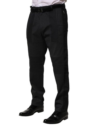 Dolce & Gabbana Black Cotton Dress Slim Formal Pants