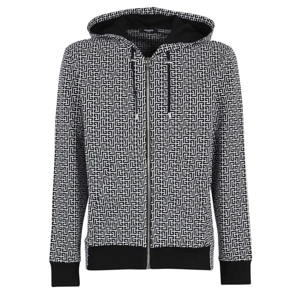 Balmain Herrenpullover aus schwarzer Baumwolle