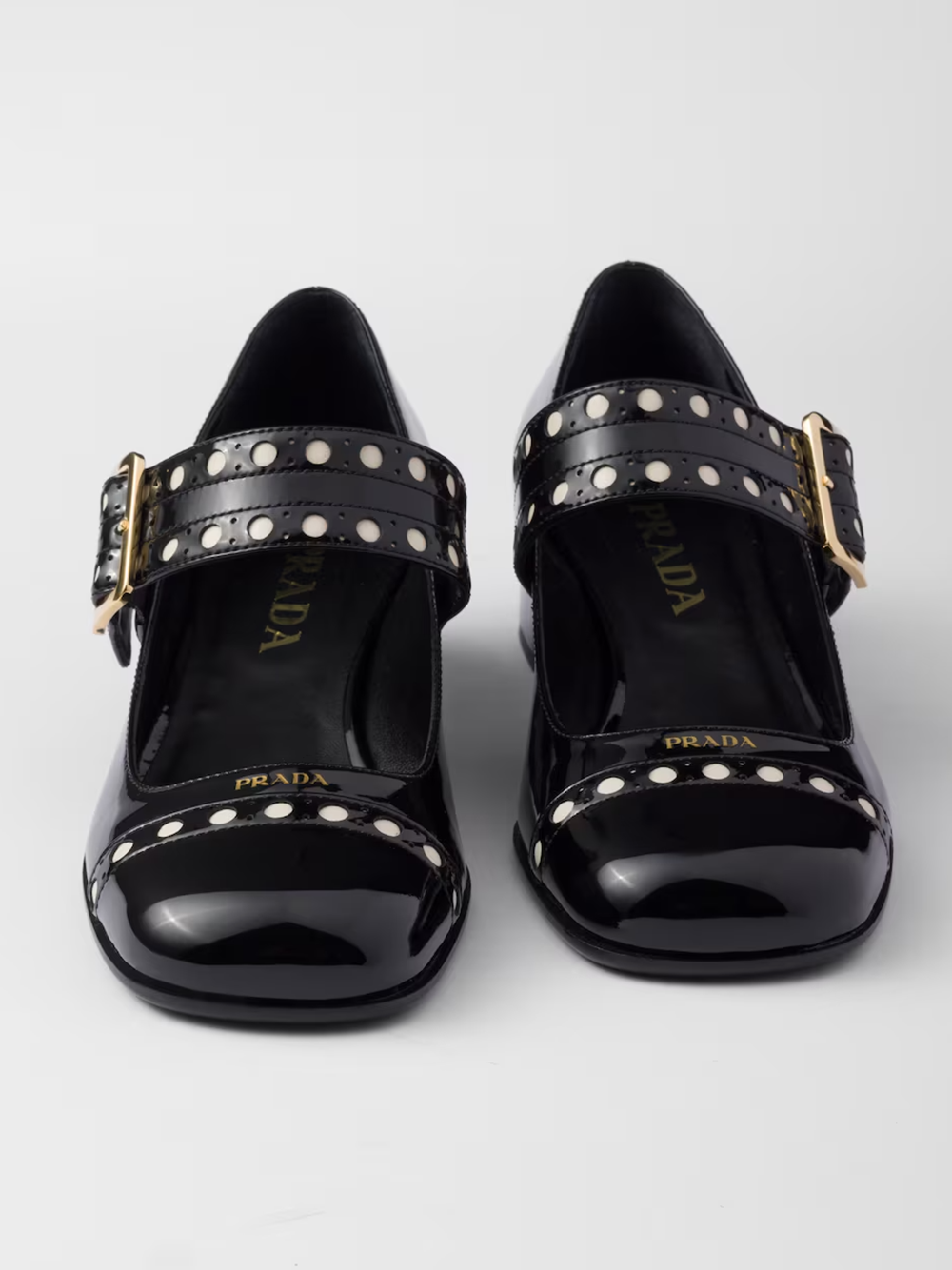 Prada – Mary-Jane-Pumps aus schwarzem Lackleder