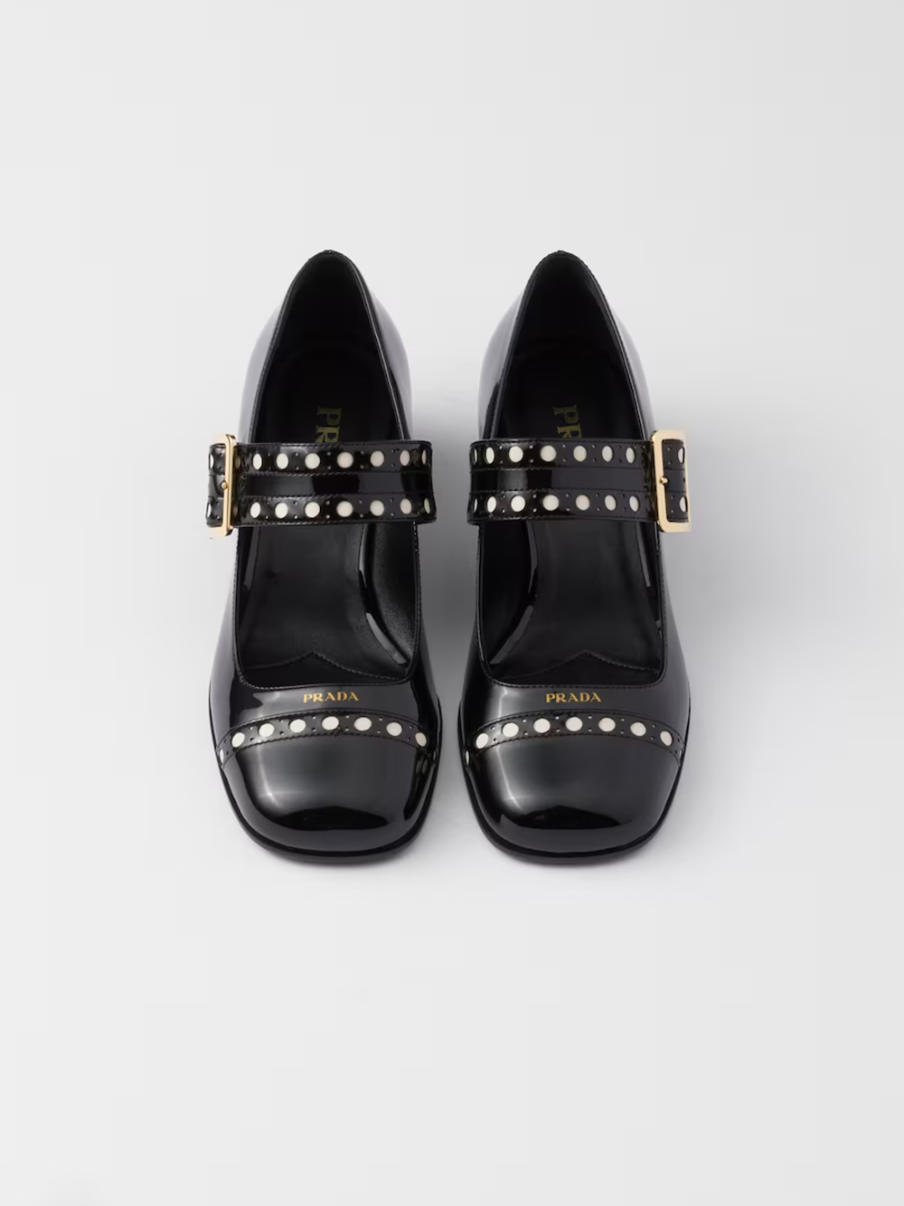 Prada – Mary-Jane-Pumps aus schwarzem Lackleder