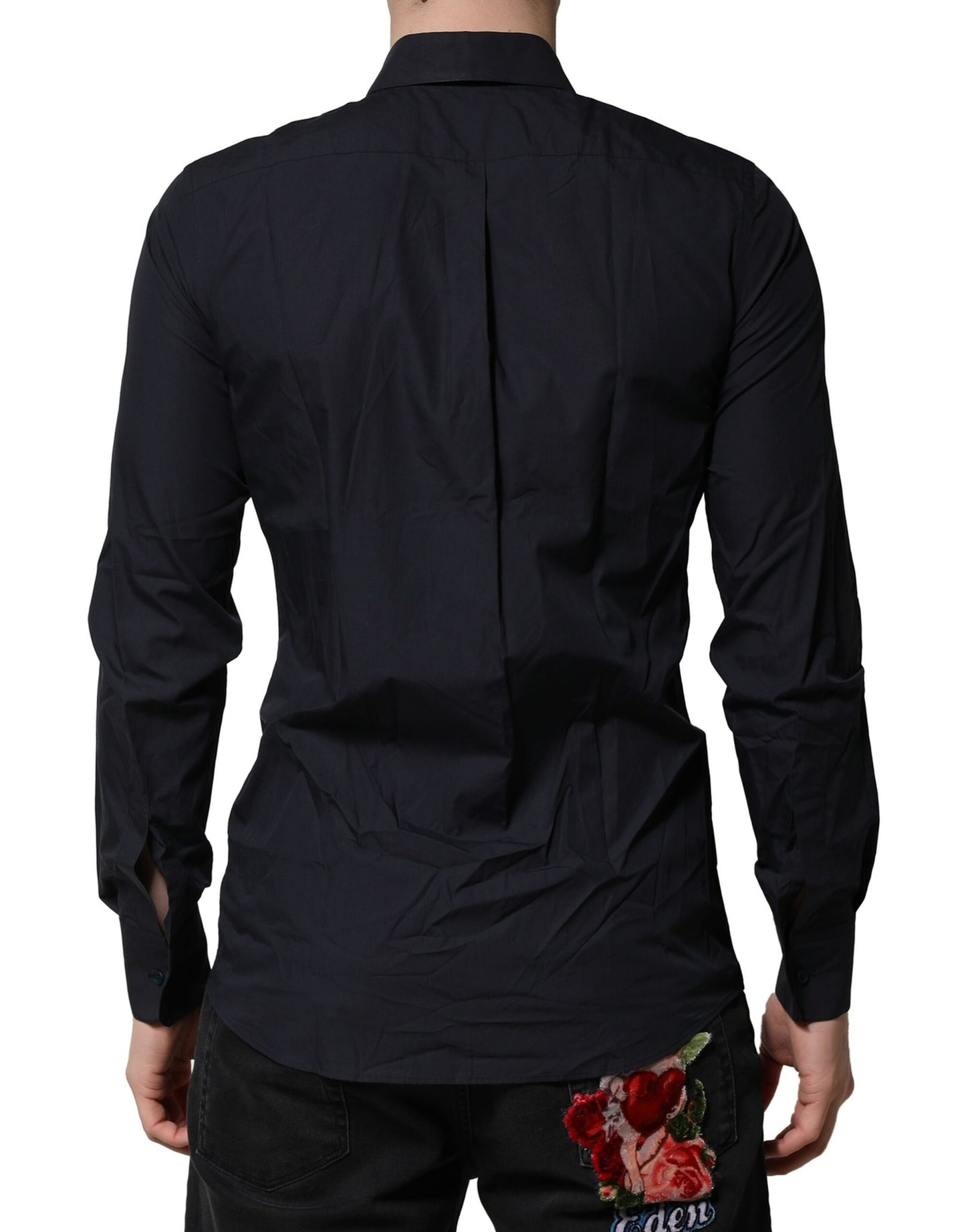 Dolce &amp; Gabbana Dunkelblaues MARTINI-Baumwollhemd