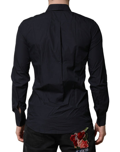 Dolce &amp; Gabbana Dunkelblaues MARTINI-Baumwollhemd