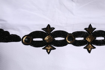 قميص رجالي رسمي مزين باللون الأبيض الذهبي من دولتشي آند غابانا