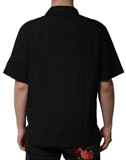 Dolce &amp; Gabbana – Schwarzes, kurzärmliges Freizeithemd aus Baumwolle mit Knöpfen