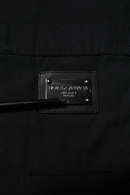 Dolce &amp; Gabbana – Schwarzes, kurzärmliges Freizeithemd aus Baumwolle mit Knöpfen