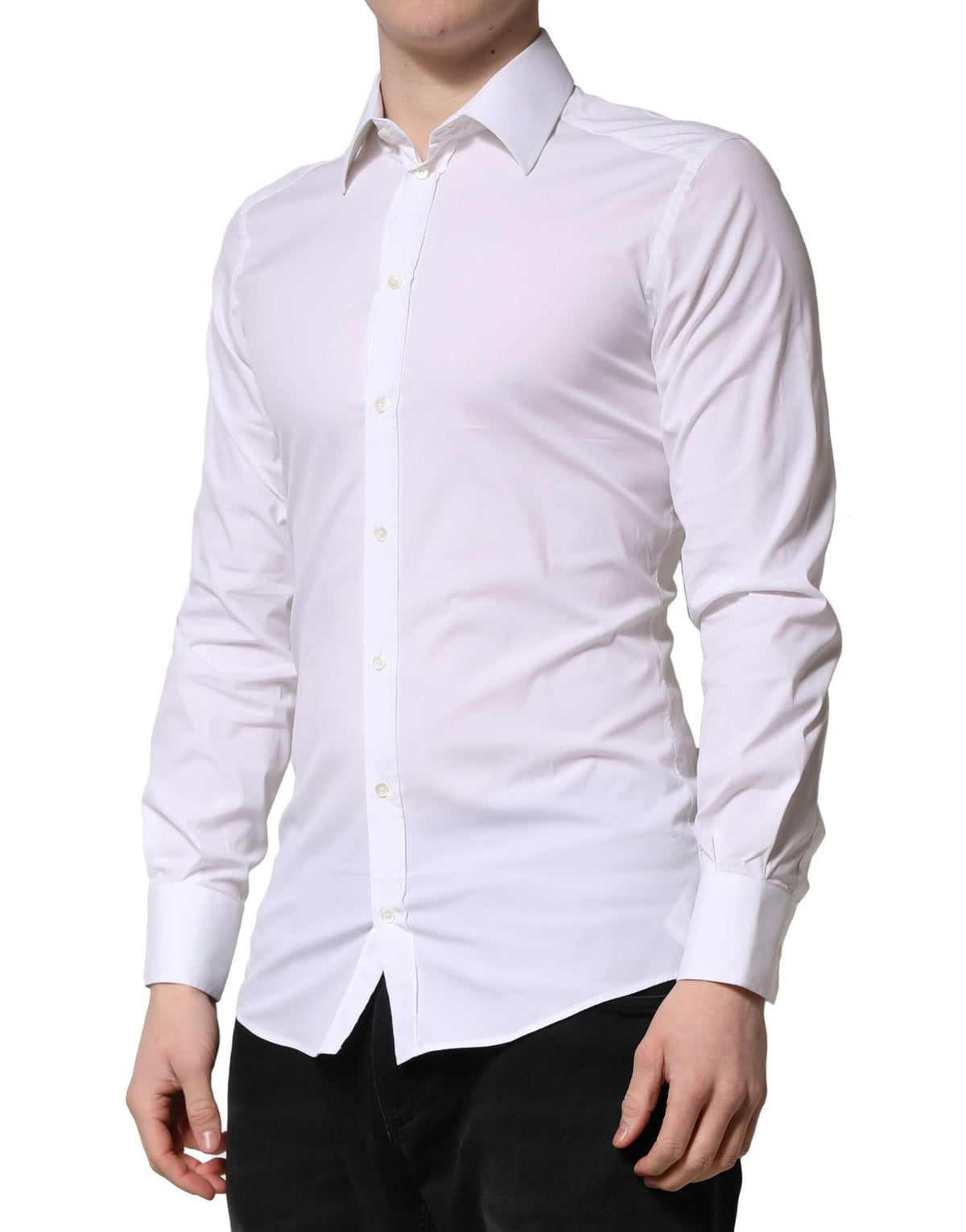 Dolce &amp; Gabbana Weiß GOLD Langarm Herren Kleid Formelles Hemd