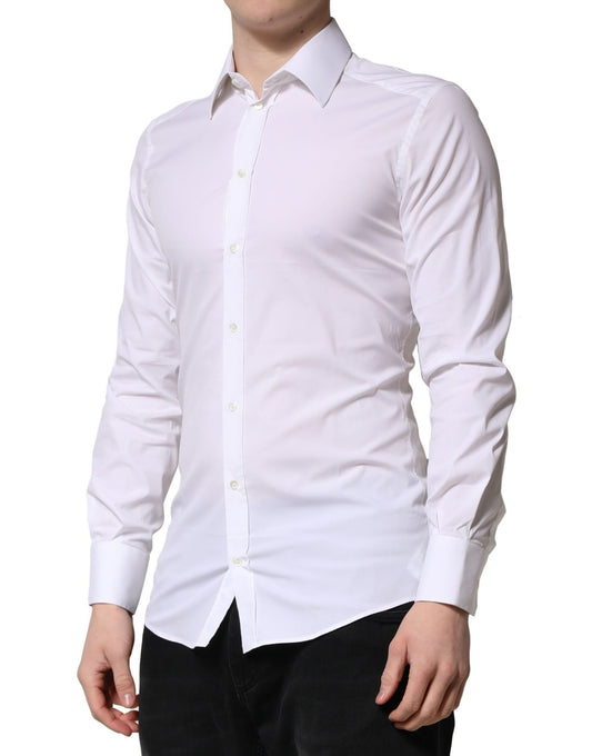 Dolce &amp; Gabbana Weiß GOLD Langarm Herren Kleid Formelles Hemd